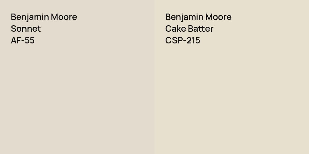 Benjamin Moore Sonnet vs. Benjamin Moore Cake Batter