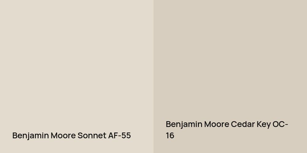 Benjamin Moore Sonnet vs. Benjamin Moore Cedar Key