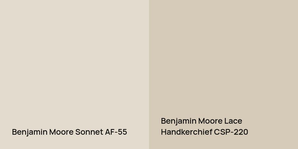 Benjamin Moore Sonnet vs. Benjamin Moore Lace Handkerchief