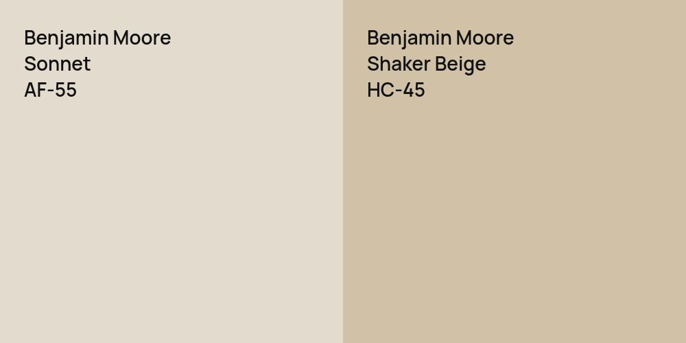 Benjamin Moore Sonnet vs. Benjamin Moore Shaker Beige