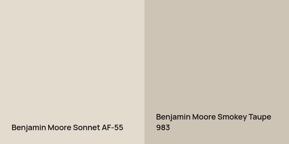 Benjamin Moore Sonnet vs. Benjamin Moore Smokey Taupe