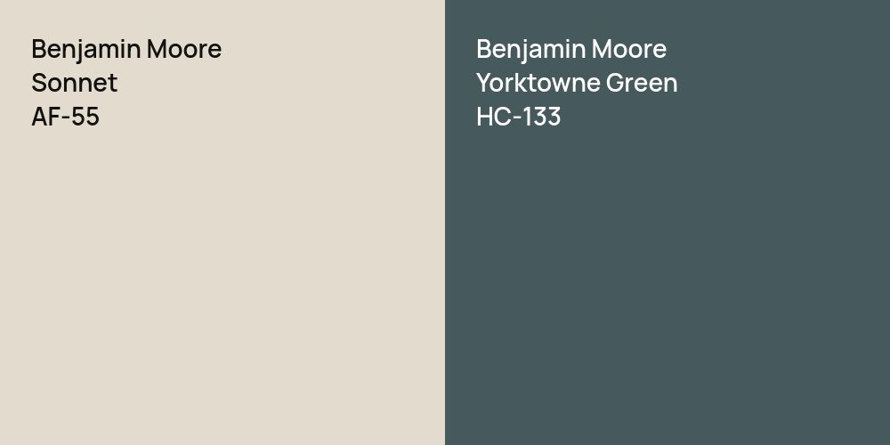 Benjamin Moore Sonnet vs. Benjamin Moore Yorktowne Green