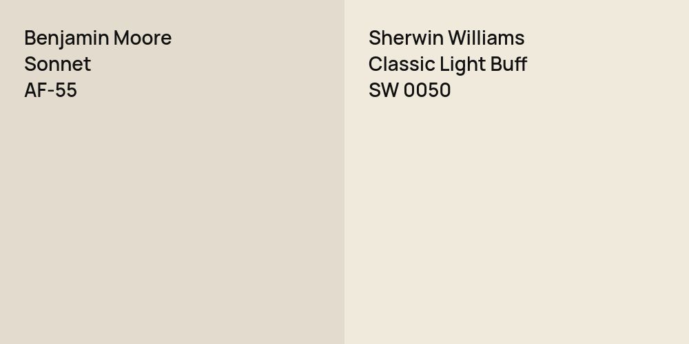 Benjamin Moore Sonnet vs. Sherwin Williams Classic Light Buff