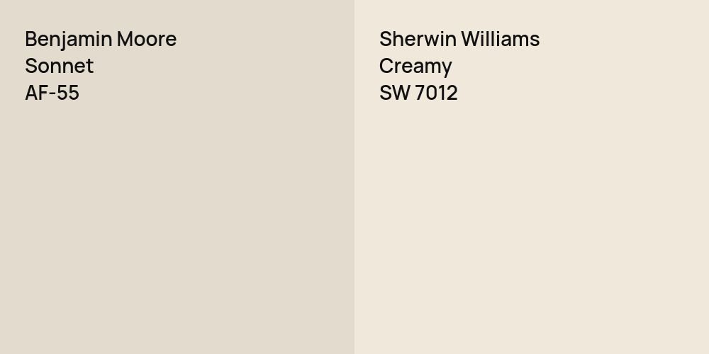 Benjamin Moore Sonnet vs. Sherwin Williams Creamy