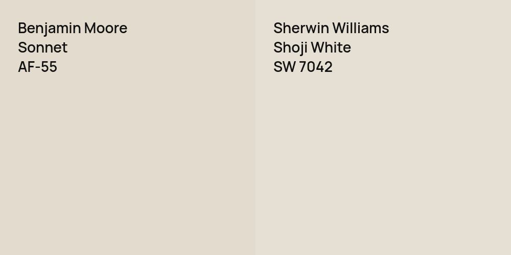 Benjamin Moore Sonnet vs. Sherwin Williams Shoji White