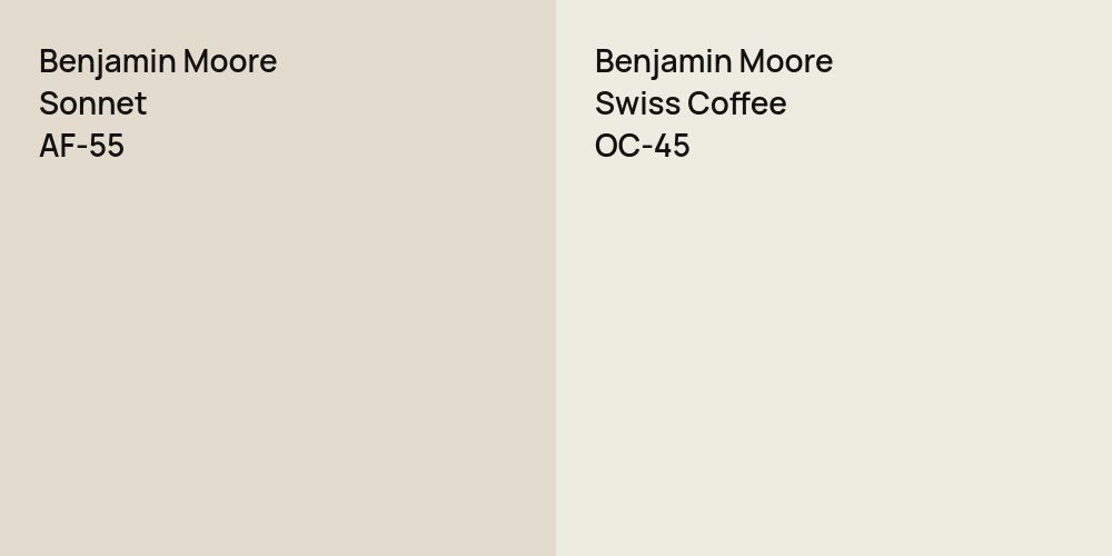 Benjamin Moore Sonnet vs. Benjamin Moore Swiss Coffee