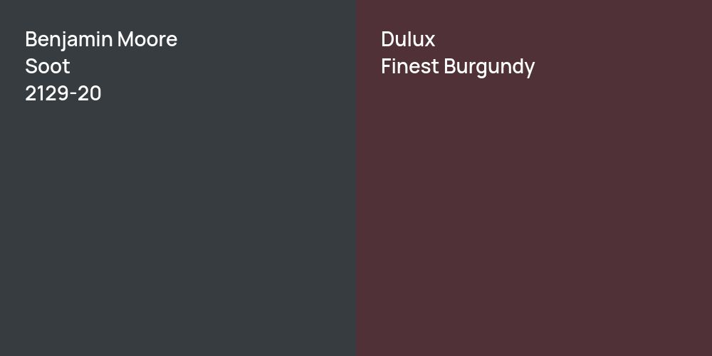 Benjamin Moore Soot vs. Dulux Finest Burgundy