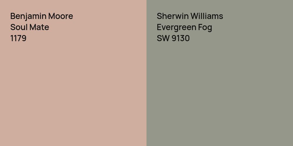 Benjamin Moore Soul Mate vs. Sherwin Williams Evergreen Fog