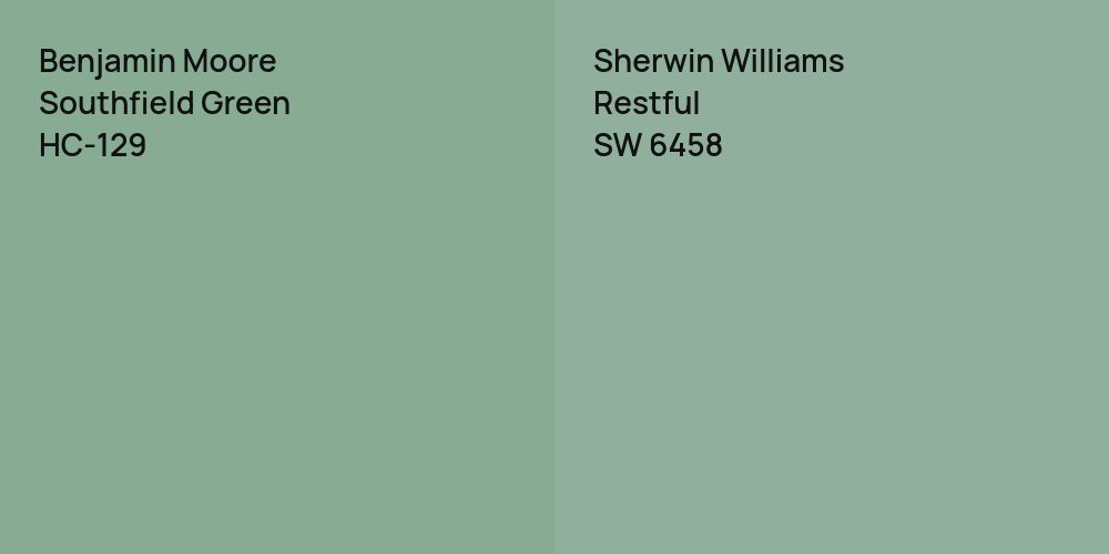 Benjamin Moore Southfield Green vs. Sherwin Williams Restful