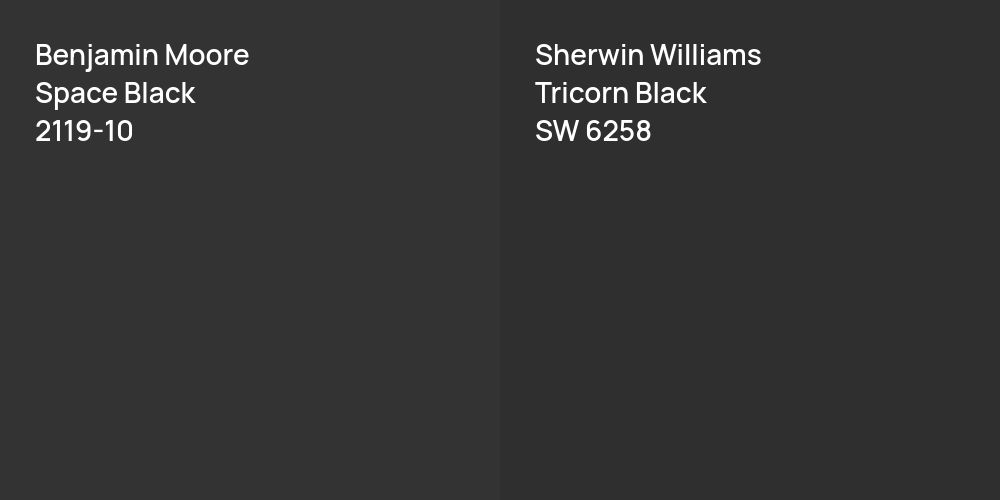 Benjamin Moore Space Black vs. Sherwin Williams Tricorn Black