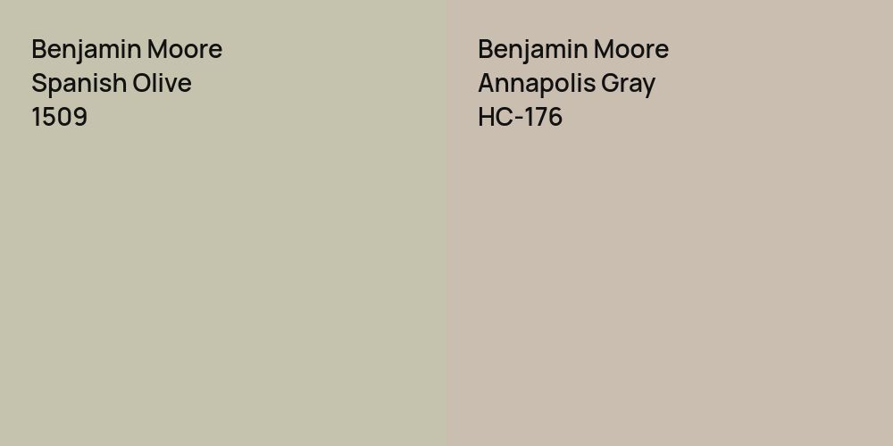 Benjamin Moore Spanish Olive vs. Benjamin Moore Annapolis Gray