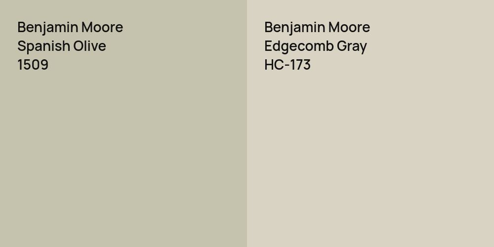 Benjamin Moore Spanish Olive vs. Benjamin Moore Edgecomb Gray