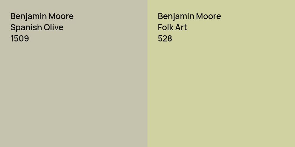 Benjamin Moore Spanish Olive vs. Benjamin Moore Folk Art