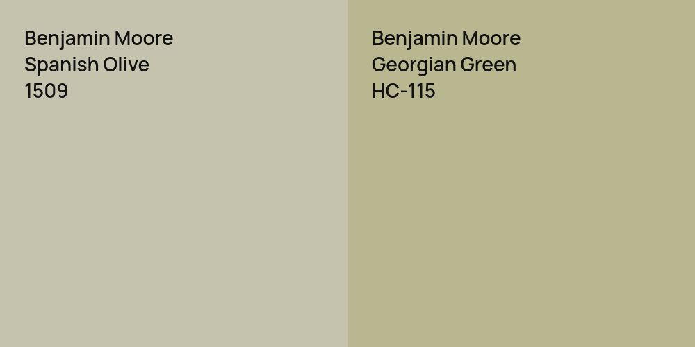 Benjamin Moore Spanish Olive vs. Benjamin Moore Georgian Green