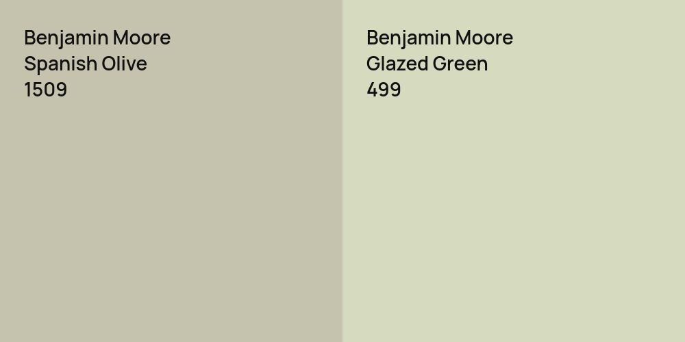 Benjamin Moore Spanish Olive vs. Benjamin Moore Glazed Green