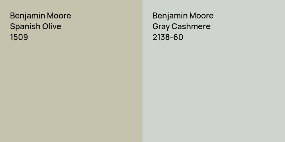 Benjamin Moore Spanish Olive vs. Benjamin Moore Gray Cashmere