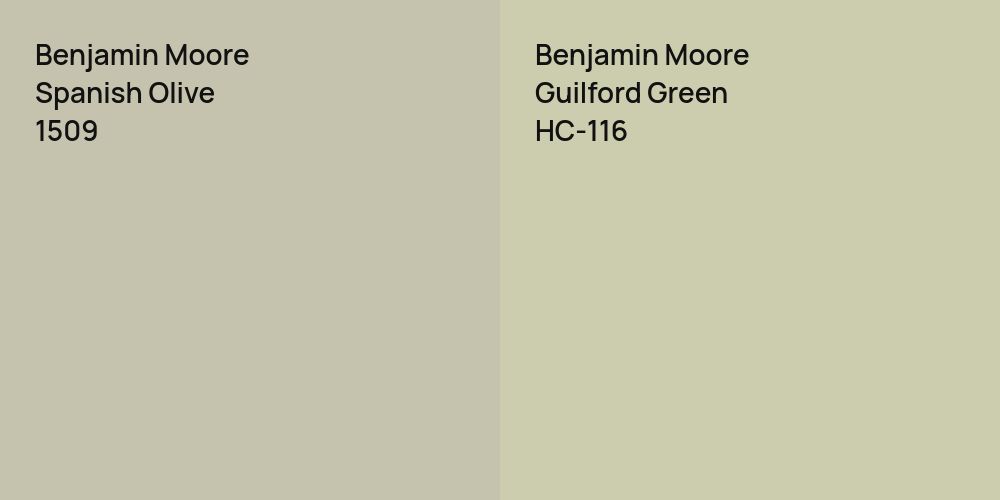 Benjamin Moore Spanish Olive vs. Benjamin Moore Guilford Green