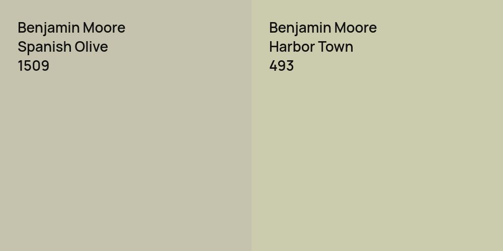 Benjamin Moore Spanish Olive vs. Benjamin Moore Harbor Town