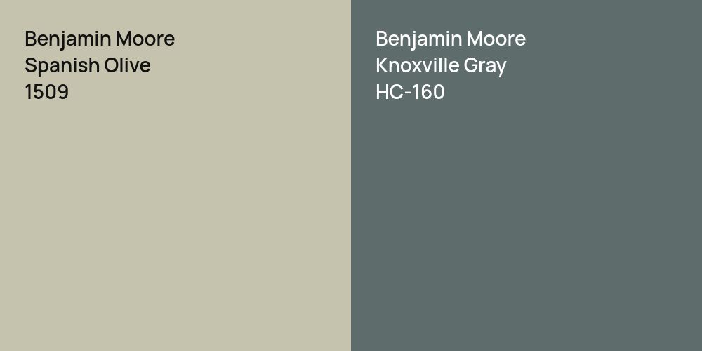 Benjamin Moore Spanish Olive vs. Benjamin Moore Knoxville Gray