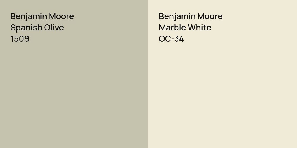 Benjamin Moore Spanish Olive vs. Benjamin Moore Marble White