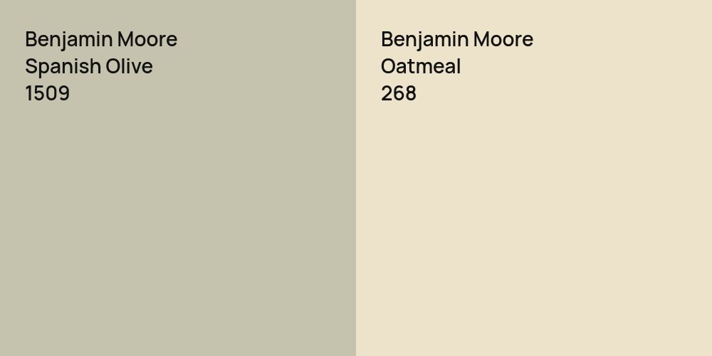 Benjamin Moore Spanish Olive vs. Benjamin Moore Oatmeal