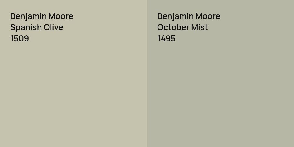 Benjamin Moore Spanish Olive vs. Benjamin Moore October Mist