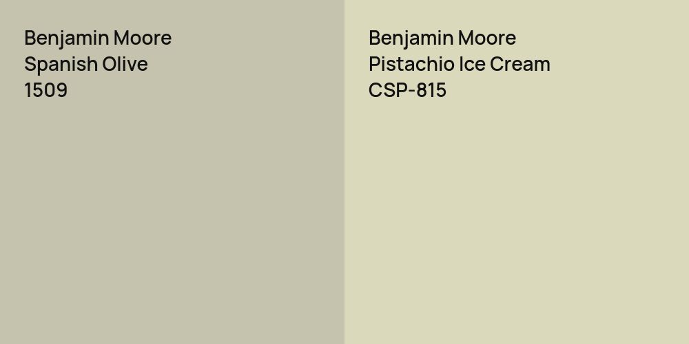 Benjamin Moore Spanish Olive vs. Benjamin Moore Pistachio Ice Cream