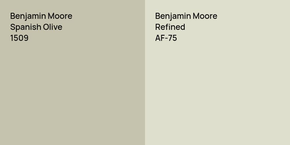 Benjamin Moore Spanish Olive vs. Benjamin Moore Refined