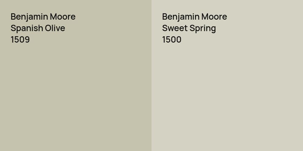 Benjamin Moore Spanish Olive vs. Benjamin Moore Sweet Spring