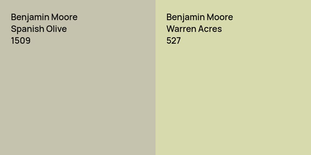 Benjamin Moore Spanish Olive vs. Benjamin Moore Warren Acres