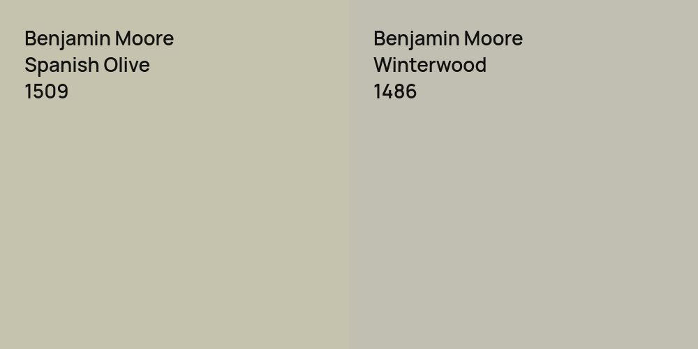 Benjamin Moore Spanish Olive vs. Benjamin Moore Winterwood