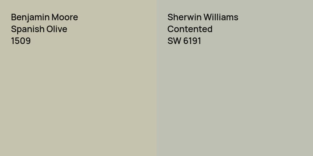 Benjamin Moore Spanish Olive vs. Sherwin Williams Contented