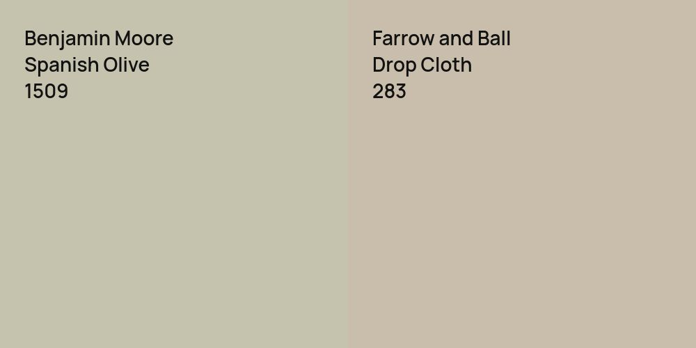 Benjamin Moore Spanish Olive vs. Farrow and Ball Drop Cloth