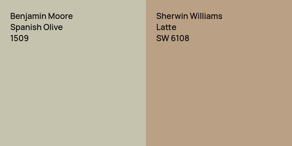 Benjamin Moore Spanish Olive vs. Sherwin Williams Latte