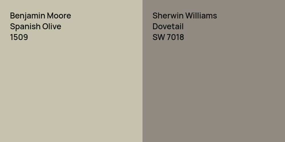 Benjamin Moore Spanish Olive vs. Sherwin Williams Dovetail