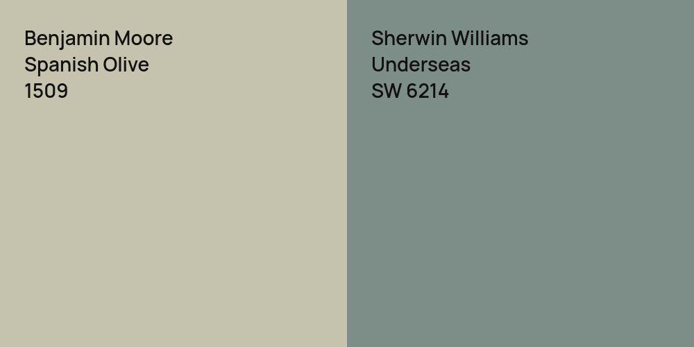 Benjamin Moore Spanish Olive vs. Sherwin Williams Underseas