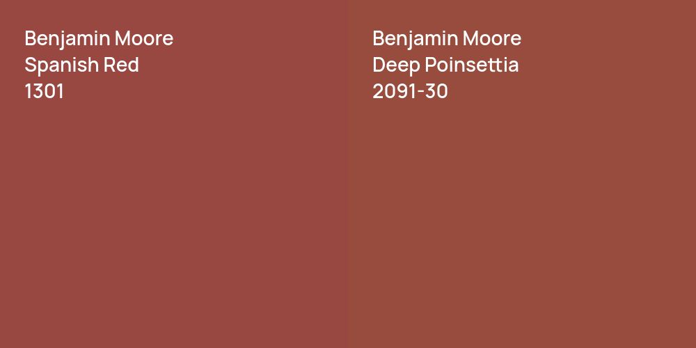 Benjamin Moore Spanish Red vs. Benjamin Moore Deep Poinsettia