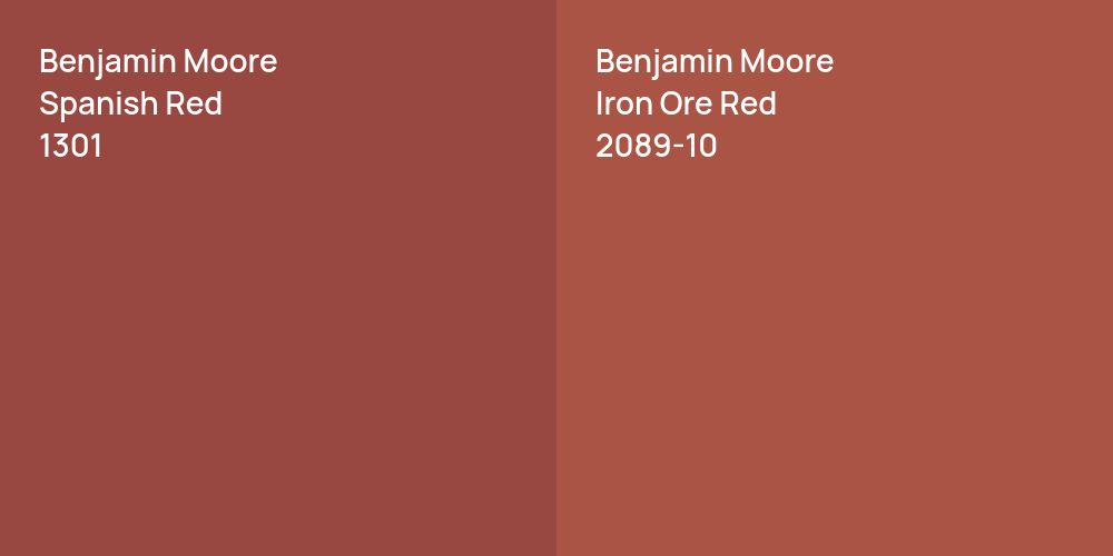 Benjamin Moore Spanish Red vs. Benjamin Moore Iron Ore Red