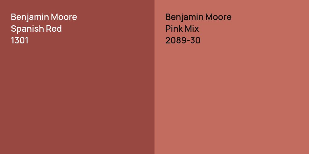 Benjamin Moore Spanish Red vs. Benjamin Moore Pink Mix