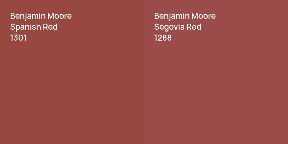 Benjamin Moore Spanish Red vs. Benjamin Moore Segovia Red