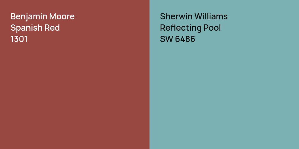 Benjamin Moore Spanish Red vs. Sherwin Williams Reflecting Pool