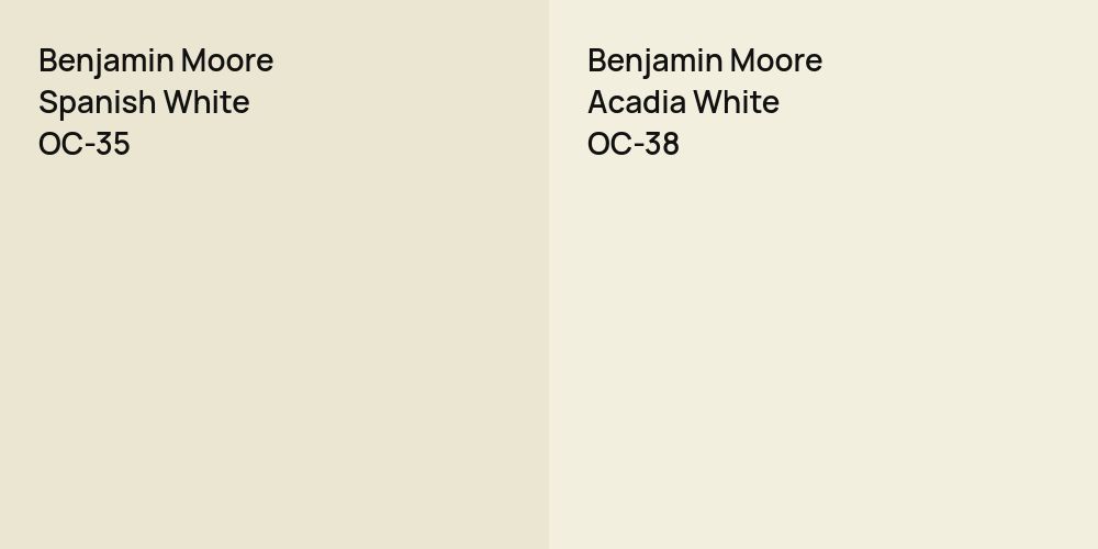 Benjamin Moore Spanish White vs. Benjamin Moore Acadia White