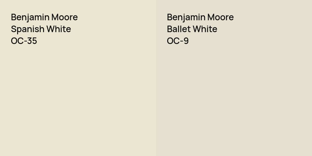 Benjamin Moore Spanish White vs. Benjamin Moore Ballet White