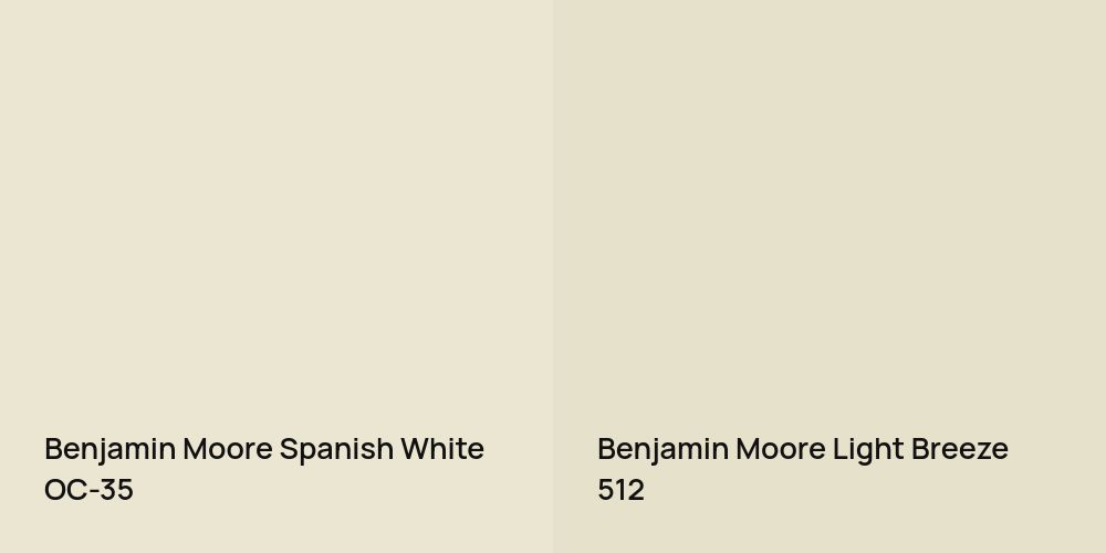 Benjamin Moore Spanish White vs. Benjamin Moore Light Breeze