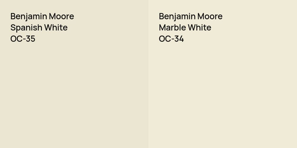 Benjamin Moore Spanish White vs. Benjamin Moore Marble White