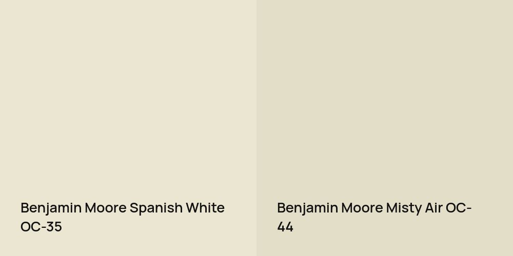 Benjamin Moore Spanish White vs. Benjamin Moore Misty Air