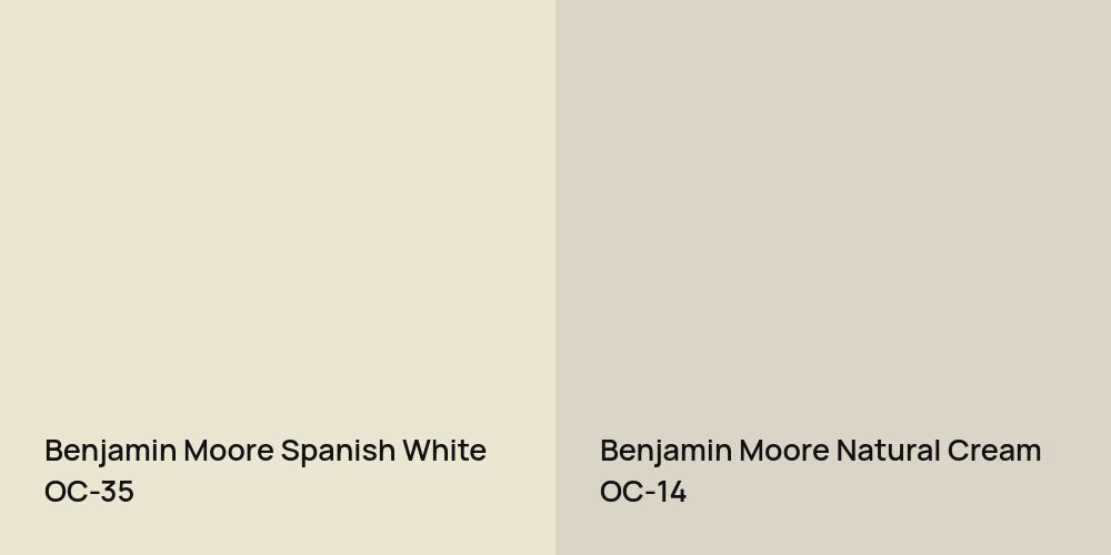 Benjamin Moore Spanish White vs. Benjamin Moore Natural Cream