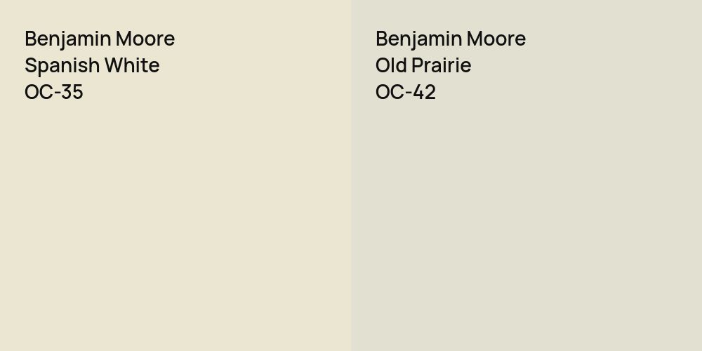 Benjamin Moore Spanish White vs. Benjamin Moore Old Prairie