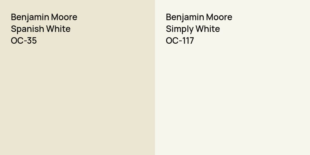 Benjamin Moore Spanish White vs. Benjamin Moore Simply White