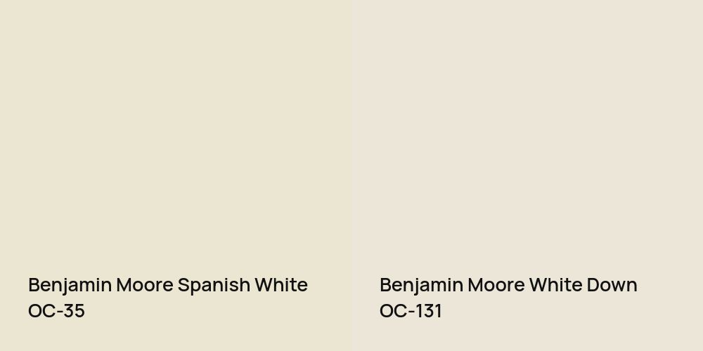 Benjamin Moore Spanish White vs. Benjamin Moore White Down